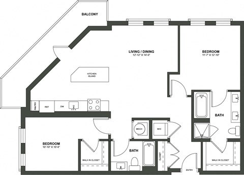 a floor plan of a bedroom apartment